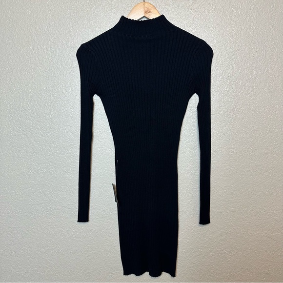 Lulu’s Snug As Can Be Black Ribbed Mock Neck Sweater Dress Size Small - Picture 7 of 10